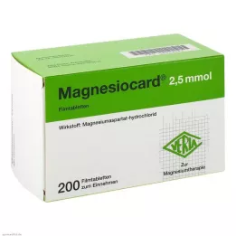 MAGNESIOCARD 2,5 mmol plėvele dengtos tabletės, 200 vnt