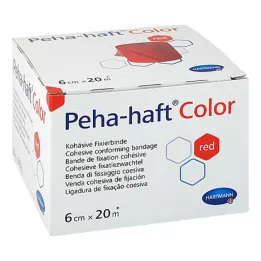 PEHA-HAFT Spalvą fiksuojantis tvarstis 6 cmx20 m raudonas, 1 vnt