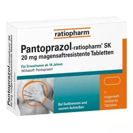 PANTOPRAZOL-ratiopharm SK 20 mg skrandyje neirios tabletės, 7 vnt