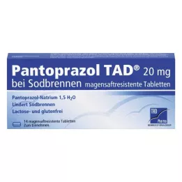 PANTOPRAZOL TAD 20 mg nuo rėmens. skrandyje neirios tabletės, 14 vnt
