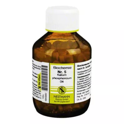 BIOCHEMIE 5 Kalium phosphoricum D 6 tabletės, 400 vnt BIOCHEMIE 5 Kalium phosphoricum D 6 tabletės, 400 vnt