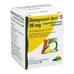 OMEPRAZOL dura S 20 mg skrandyje neirios kietos kapsulės, 14 vnt