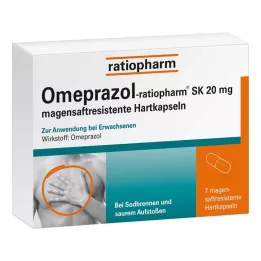 OMEPRAZOL-ratiopharm SK 20 mg skrandyje neirios kietos kapsulės, 7 vnt