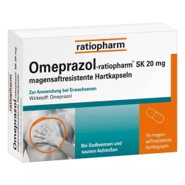 OMEPRAZOL-ratiopharm SK 20 mg skrandyje neirios kietos kapsulės, 14 vnt