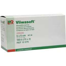 VLIWASOFT Neaustiniai kompresai 5x5 cm sterilūs 4l., 150 vnt