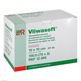 VLIWASOFT Neaustiniai kompresai 10x10 cm sterilūs 4l., 150 vnt