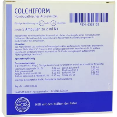 COLCHIFORM Injekcinio tirpalo ampulės, 10 ml