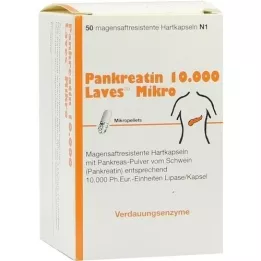 PANKREATIN 10 000 Laves mikro skrandžio sulčių kietos kapsulės, 50 vnt