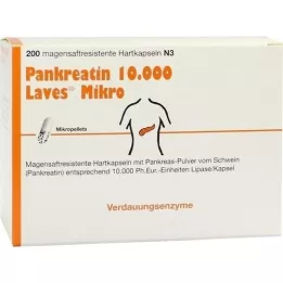 PANKREATIN 10 000 Laves mikro skrandžio sulčių kietos kapsulės, 200 vnt