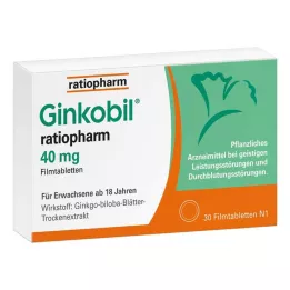 GINKOBIL-ratiopharm 40 mg plėvele dengtos tabletės, 30 vnt