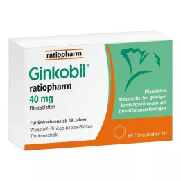 GINKOBIL-ratiopharm 40 mg plėvele dengtos tabletės, 60 vnt
