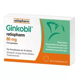 GINKOBIL-ratiopharm 80 mg plėvele dengtos tabletės, 30 vnt