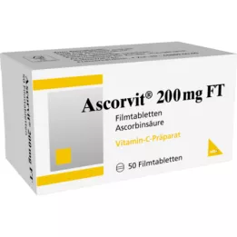 ASCORVIT 200 mg FT plėvele dengtos tabletės, 50 vnt