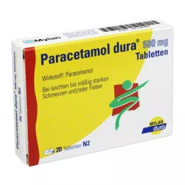 PARACETAMOL dura 500 mg tabletės, 20 vnt
