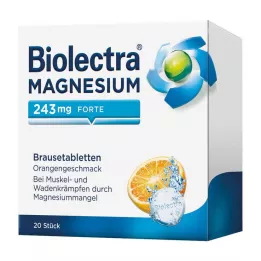 BIOLECTRA Magnio 243 mg forte Orange šnypščiosios tabletės, 20 vnt