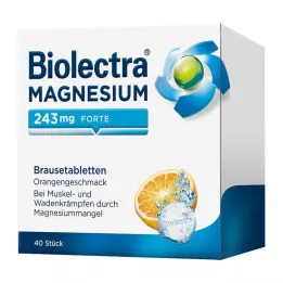 BIOLECTRA Magnio 243 mg forte Orange šnypščiosios tabletės, 40 vnt