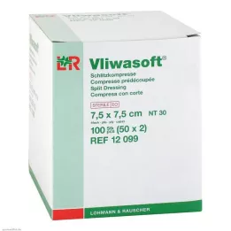 VLIWASOFT Plyšiniai kompresai 7,5x7,5 cm sterilūs 4l., 50X2 vnt