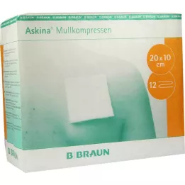 ASKINA Marlės kompresai 10x20 cm nesterilūs 12 sluoksnių, 100 vnt