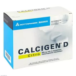 CALCIGEN D Citro 600 mg/400 I.E. kramtomosios tabletės, 200 vnt