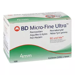 BD MICRO-FINE+ 4 rašiklio adatos 0,23x4 mm, 100 vnt