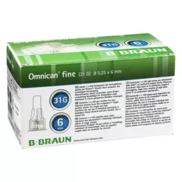 OMNICAN smulki rašiklio kaniulė 31 G 0,25x6 mm, 100 vnt