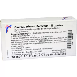 QUERCUS ETHANOL.Decoctum 1% žvakutės, 10 vnt