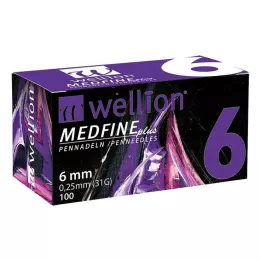 WELLION MEDFINE plius švirkštimo priemonės adatos 6 mm, 100 vnt