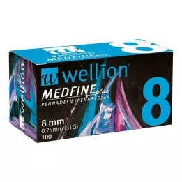 WELLION MEDFINE plius rašiklio adatos 8 mm, 100 vnt