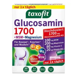 Taxofit gliukozaminas 1700 + MSM + magnio lazdelės, 20x4 g