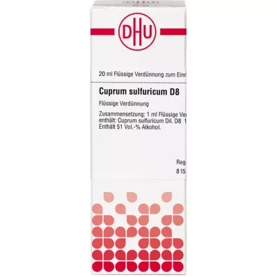 CUPRUM SULFURICUM D 8 Skiedimas, 20 ml