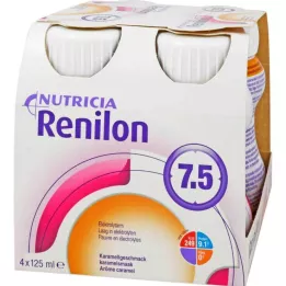 RENILON 7,5 karamelės skonio skystis, 4X125ml