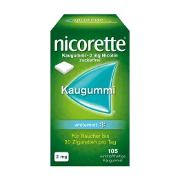NICORETTE Kramtomoji guma 2 mg baltmėčių, 105 vnt