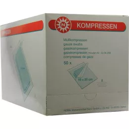 MULLKOMPRESSEN 10x20 cm sterilus 8 kartus, 50X2 vnt