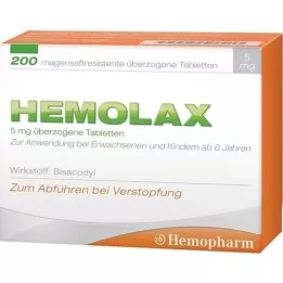 HEMOLAX 5 mg enterinis atsparumas. dengtos tabletės, 200 vnt