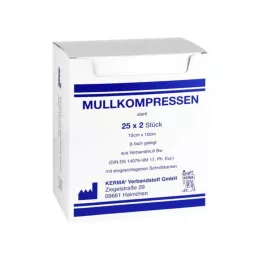 MULLKOMPRESSEN 10x10 cm sterilus 8 kartų BW, 25X2 vnt