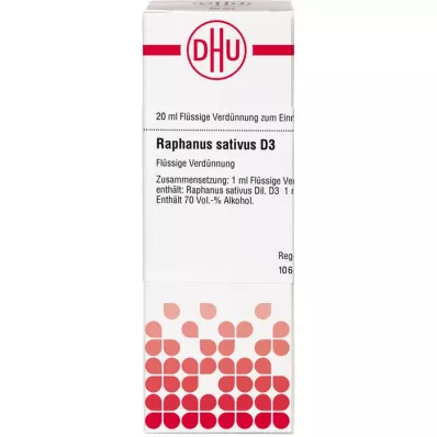 RAPHANUS SATIVUS D 3 skiedimas, 20 ml RAPHANUS SATIVUS D 3 skiedimas, 20 ml