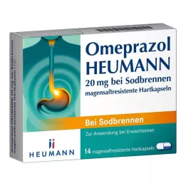 OMEPRAZOL Heumann 20 mg b.Sodbr.skrandžio rūgščiai atsparios kietos kapsulės, 14 vnt