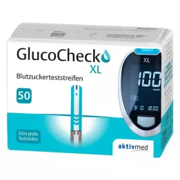 GLUCOCHECK XL Gliukozės kiekio kraujyje tyrimo juostelės, 50 vnt