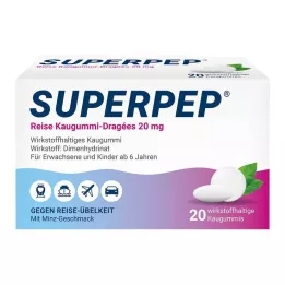 SUPERPEP Kelioninės kramtomosios gumos dražė 20 mg, 20 vnt