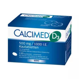 CALCIMED D3 500 mg/1000 I.E. kramtomosios tabletės, 120 vnt