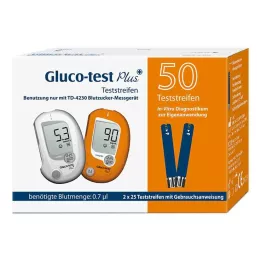 GLUCO TEST Plius gliukozės kiekio kraujyje tyrimo juostelės, 50 vnt