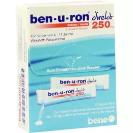 BEN-U-RON tiesioginės 250 mg braškių/vanilės granulės, 10 vnt