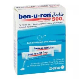 BEN-U-RON tiesioginės 500 mg braškių/vanilės granulės, 10 vnt