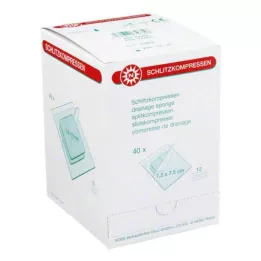 SCHLITZKOMPRESSEN 7,5x7,5 cm sterilus 12 krypčių, 40X2 vnt