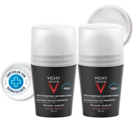 „Vichy Homme“ dezodorantas, skirtas jautriai odai, 48h Dp (2x50 ml)