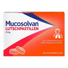 MUCOSOLVAN Pastilės 15 mg, 20 vnt