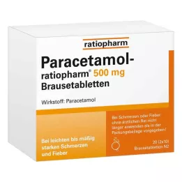 PARACETAMOL-ratiopharm 500 mg šnypščiosios tabletės, 20 vnt