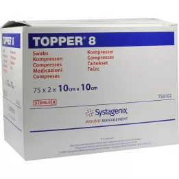 TOPPER 8 kompresai 10x10 cm sterilūs, 75X2 vnt