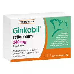 GINKOBIL-ratiopharm 240 mg plėvele dengtos tabletės, 60 vnt