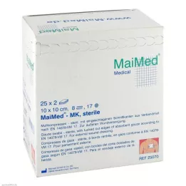 MULLKOMPRESSEN 10x10 cm sterilus 8 krypčių, 25X2 vnt